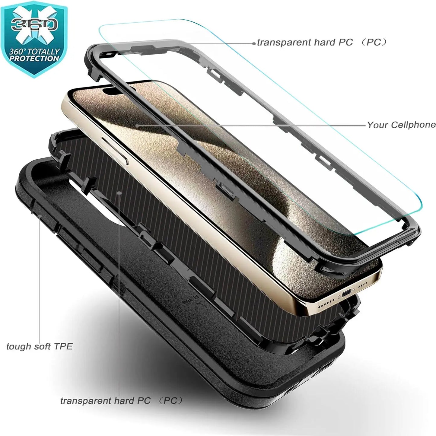 For iPhone 17 Air 16e 15 Pro 14 Plus 13 Pro Max 12 11 XR Phone Case Heavy Duty Defend Hybrid Rugged Shockproof Armor Hard Cover