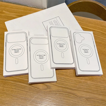 Magsafe Magnetic Phone Case For iphone 17 17Air 11 12 13 Mini 14 15 16 Pro Max XR X XS 7 8 Plus Hard Transparent Back Cover