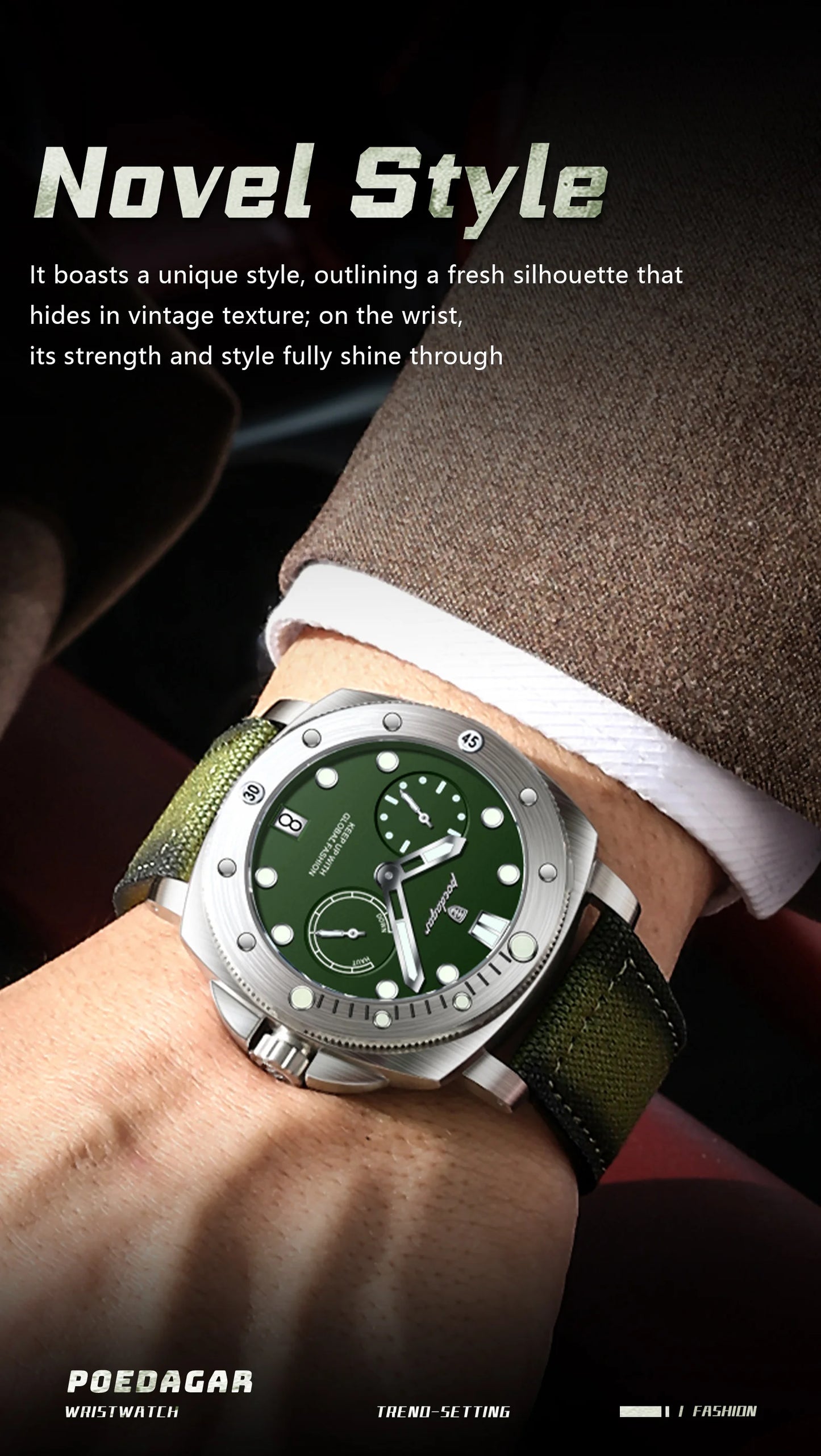 POEDAGAR High Quality Military Watch For Man Waterproof Luminous Date Fashion Men Clock Nylon Leather Quartz Men's Watches Reloj