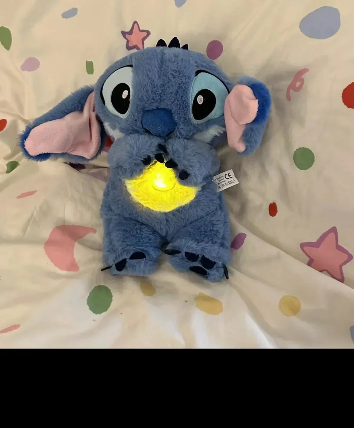 Stitch Anime Plush Doll With Lighting Music Airbag Kawaii Appease Toy Baby To Soothe Sleep Peluche For Kids Gift