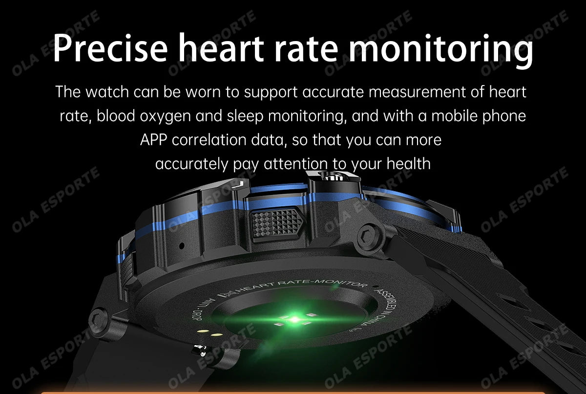 Outdoor Military Smartwatch For Men Health Monitor Bluetooth Call Voice Assistant GPS Sports Waterproof Men Smartwatch 2024