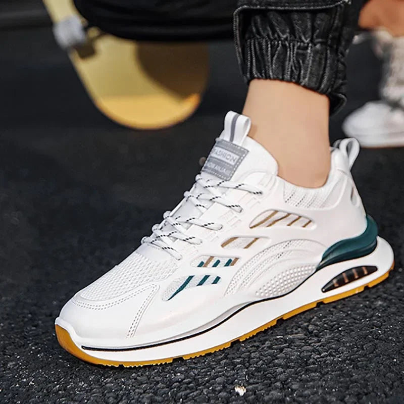 Men's Lightweight Wear-Resistant Sneakers, Anti-Slip Running Shoes, Casual White Footwear, Summer Outdoor Sports Shoes, New