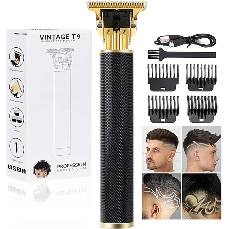 Vintage T9 Hair Clipper for Men USB Fast Charging Beard Trimmer T9 Haircut Machine Hair Cutting Clippers Kit with LCD Display