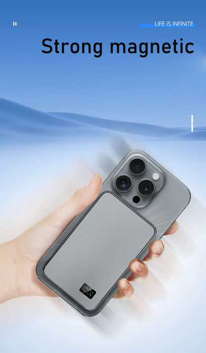 10000mAh Ultra Slim Magnetic Wireless Power Bank PD20W Auxiliary Spare battery For magsafe iphone 16 15 14 13 12 11 pro max F20