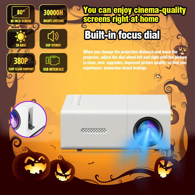 Halloween Mini Led Projector HD Hdmi Usb Audio Home Theater Media Player Beamer Christmas Gift Outdoor Travel Portable Projector
