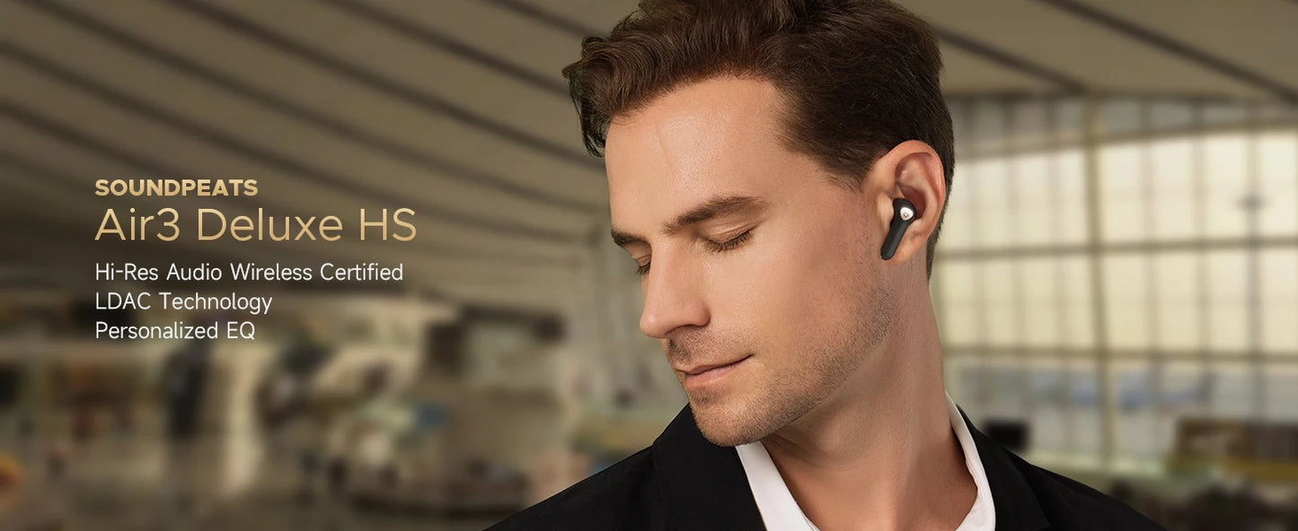 SoundPEATS Air3 Deluxe HS Wireless Earphone Hi-Res Audio Bluetooth Earbuds with LDAC,14.2mm Large Driver, in-Ear Detection