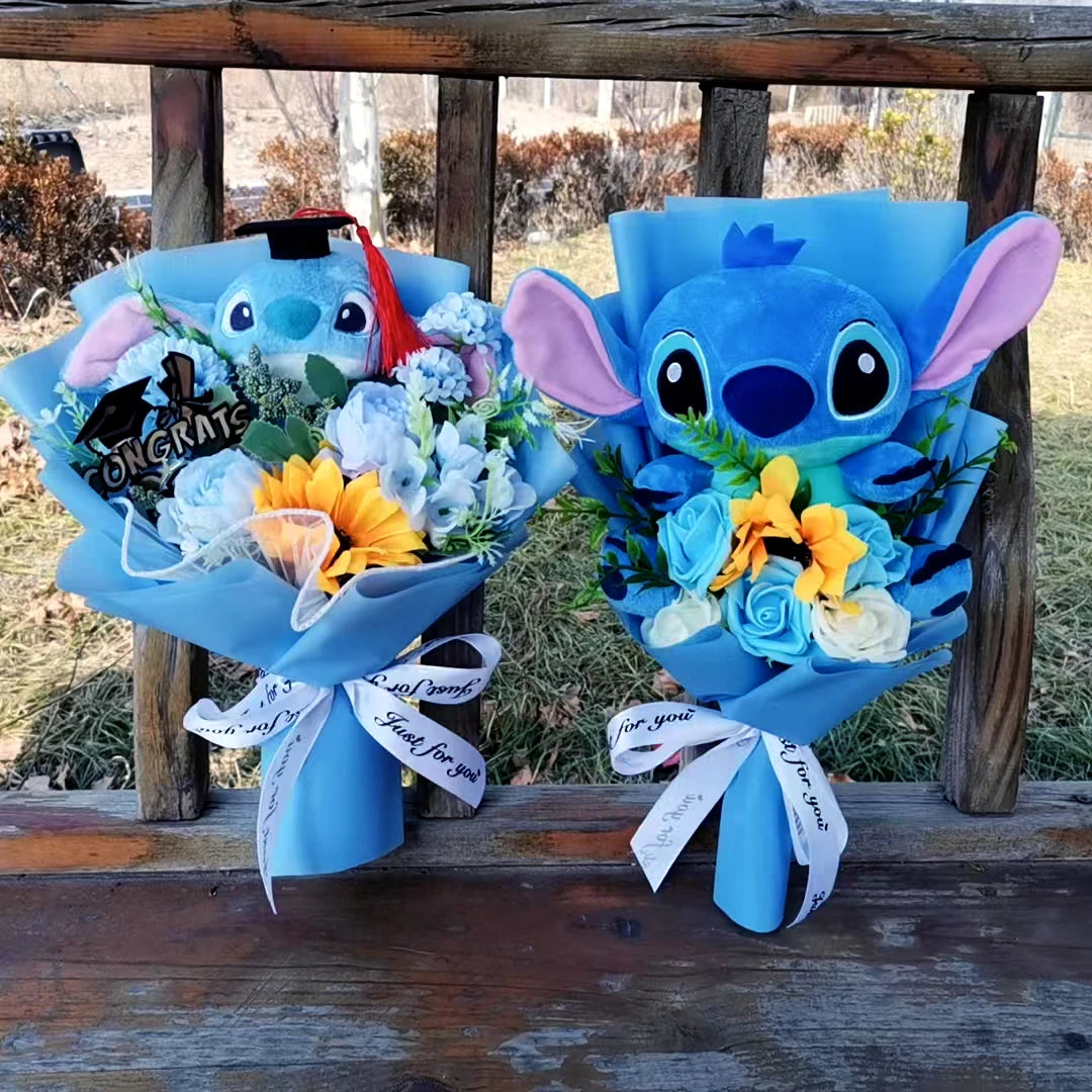 Lilo & Stitch Bouquet Major Holiday Gift PVC Rose Sunflower Anime Stuffed Doll Birthday Girl Valentine'S Christmas Day Girl Gift