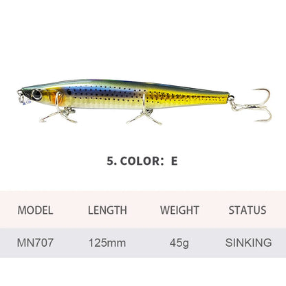 Lures Minnow Wobbler Long Casting Sinking Heavy Shot Artificial Hard Bait Fishing Accessories Decoy MN707