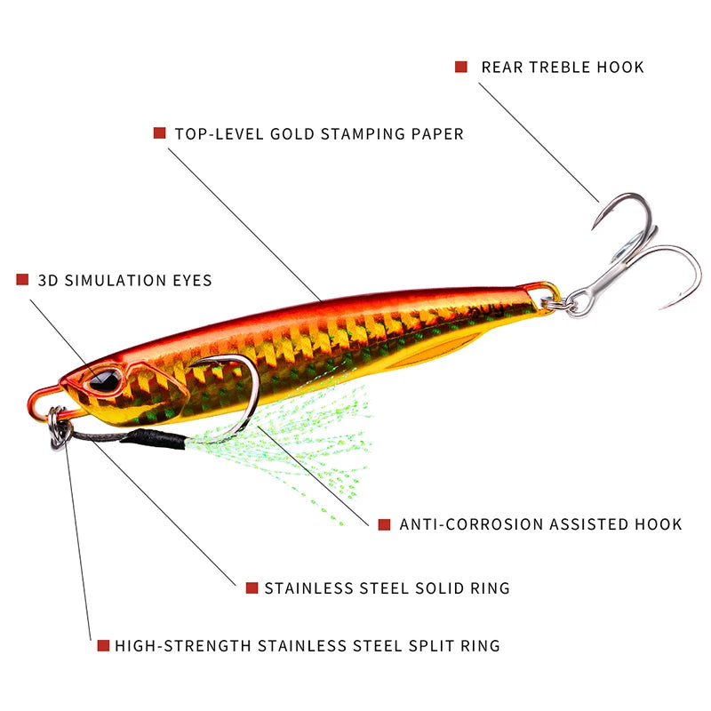Metal Jig 10G - 60G Artificial Baits Hard Baits Vibrant Fishing Lures for Freshwater & Saltwater