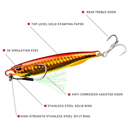 Metal Jig 10G - 60G Artificial Baits Hard Baits Vibrant Fishing Lures for Freshwater & Saltwater