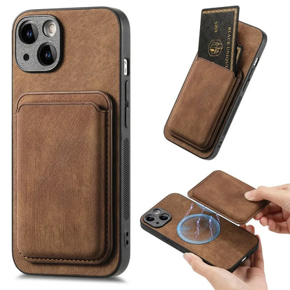 Vintage Leather Case with Detachable Magnetic Wallet Card Holder For iPhone 17 Air 16e 16 Pro Max 15 14 Plus 13 12 11