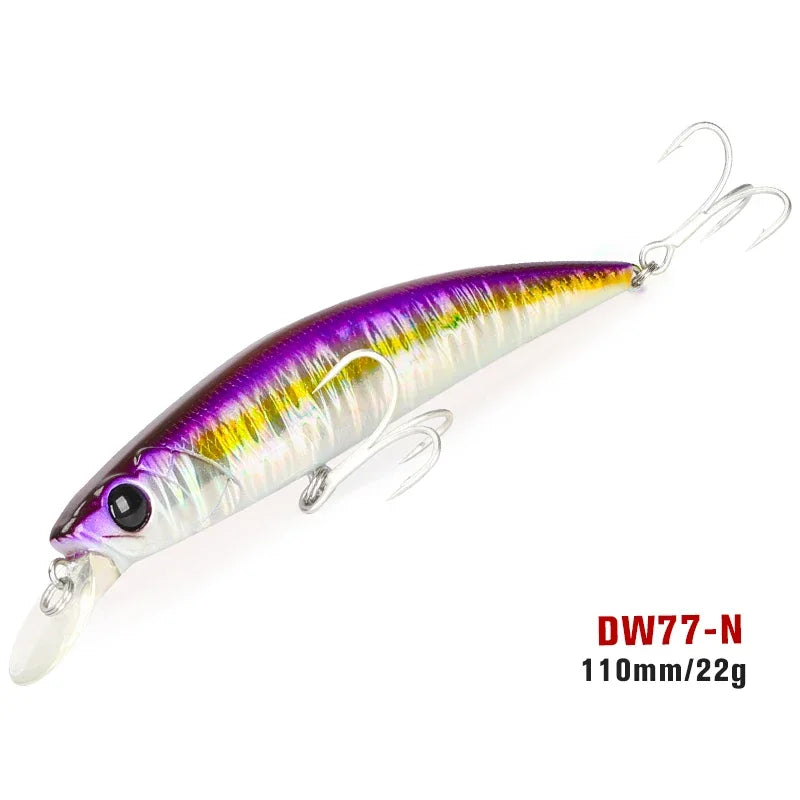Sinking Minnow 110S DW77 110mm 22g Long Casting Fishing Lure Large Trout Seabass Sea Fishing Hard bait