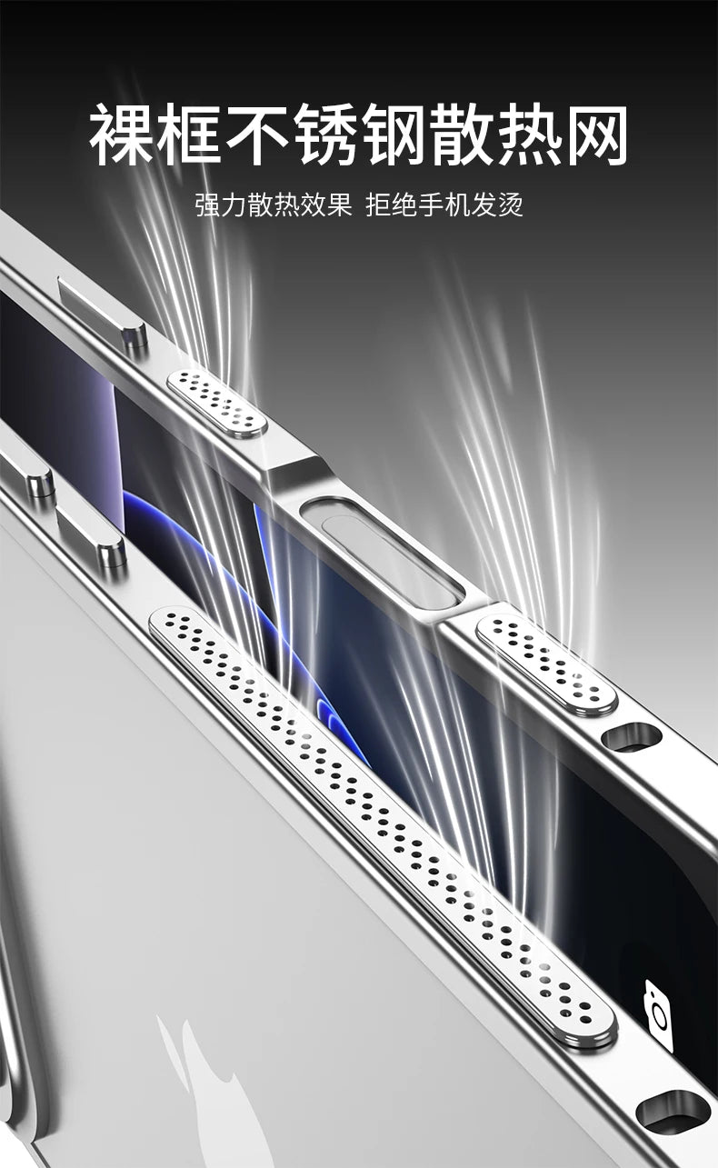Metal Frame Bumper Phone Case For iPhone 17 16 15 14 13 Pro Max Plus 17Air Aluminum Alloy Lens Heat Dissipation Shockproof Cover
