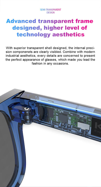 KUMI Meta V1 Smart Glasses IPX4 Waterproof Bluetooth glasses Bluetooth Call 5.0 listen to the music last for about 8 hours Blue