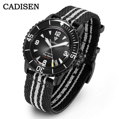 CADISEN Deep Explorer Automatic Mechanical Watch Man Canvas Strap Wristwatch MIYOTA  Luxury Luminous Waterproof Watches