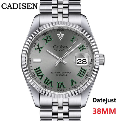 CADISEN 38MM Men's Automatic Mechanical Watch Luxury AR Sapphire Glass Waterproof Stainless Steel MIYOTA 8215 Men Wristwatch
