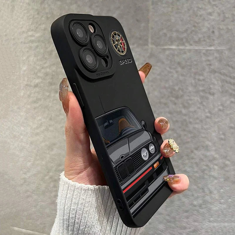 Case For iPhone 14 13 15 16 17 Pro Max Air 16E 11 12 8 7 15 16 Plus SE2 Stylish Car Pattern Shockproof Soft Back Cover
