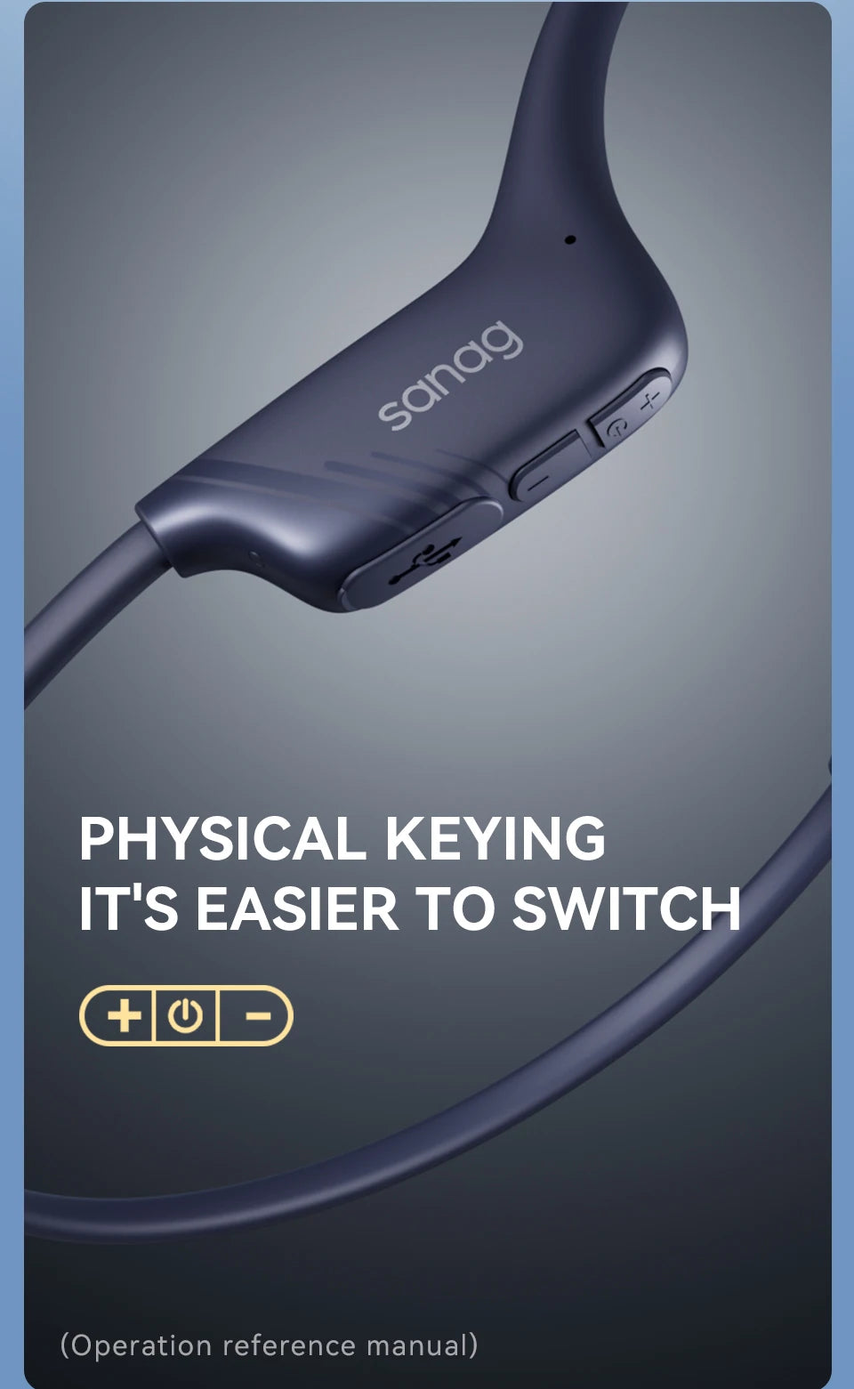 Sanag B21S Bone Conduction Wireless Earphones Bluetooth 5.4 HiFi Bass Headphones IPX5 Waterproof Running Sports Earbuds