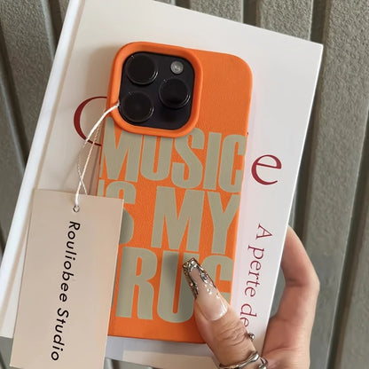 Phone Case For iPhone 17 11 13 12 15 14 16 Pro Max XS XR X 7 8 Plus SE 17 Air MUSIC IS MY DRUG Pattern Lychee Texture Soft Cover
