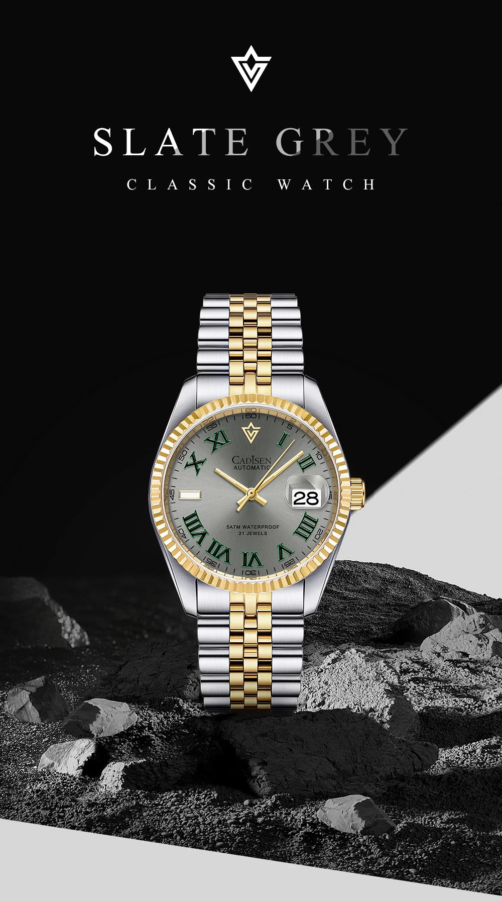 CADISEN 38MM Men's Automatic Mechanical Watch Luxury AR Sapphire Glass Waterproof Stainless Steel MIYOTA 8215 Men Wristwatch