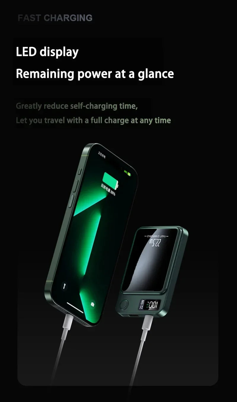 100000mAh Magnetic Wireless Power Bank Fast Charger For Magsafe Portable Auxiliary Battery Pack For iphone Huawei Samsung