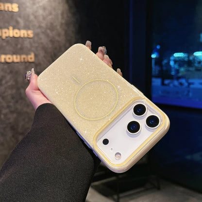 Luxury Glitter Bling Ultra Thin Phone Case For iPhone 17 16 15 14 Plus 17 Pro Max Magsafe Wireless Charge Shockproof Hard Cover