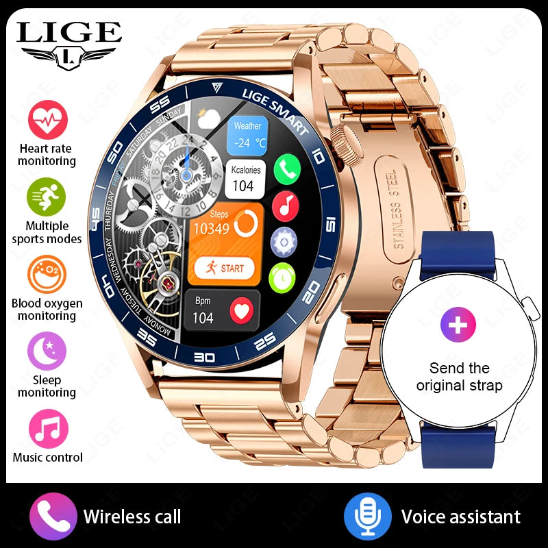 LIGE 2025 New Smartwatch Men For Android iOS Phone 1.38" HD Bluetooth Call Heart Rate Monitor Waterproof Sport Smart Watch Women