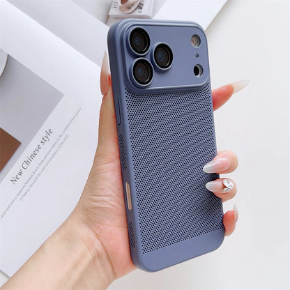 Thin Cooling Heat Dissipation Phone Case For iPhone 17 16 15 14 13 12 11 Pro Max Plus Breathable Hard Back Solid Color Cover