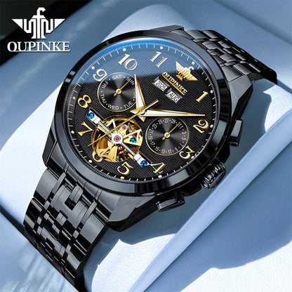 OUPINKE 3263 Automatic Mechanical Watch Multifunctional Dial Auto Date Waterproof Night light Watch Original Brand