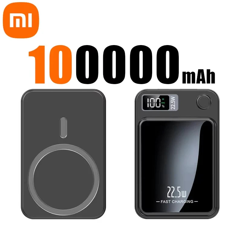100000mAh Magnetic Wireless Power Bank Fast Charger For Magsafe Portable Auxiliary Battery Pack For iphone Huawei Samsung