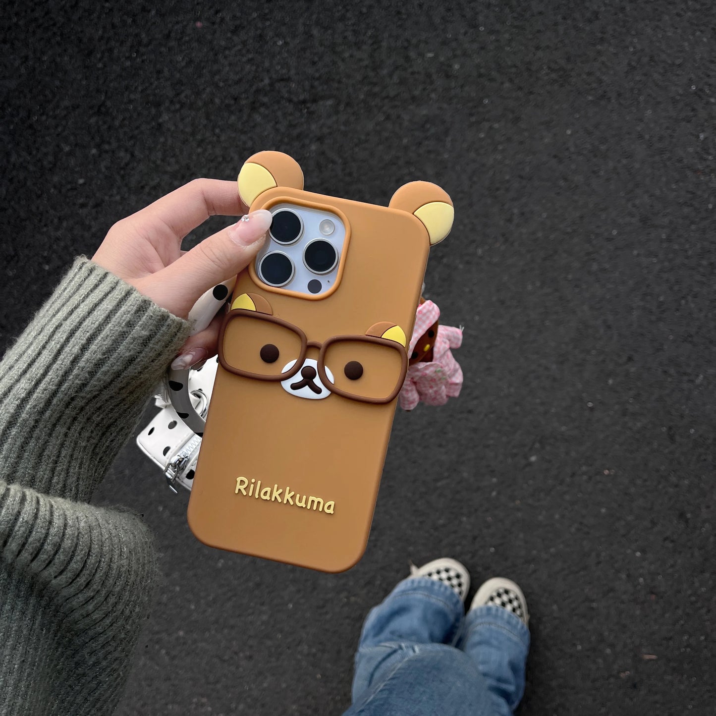 New Glasses Rilakkuma For iPhone 17 16 15 14 13 12 11 Pro Max Plus 6 7 8 Plus Silicone Soft Cover Case