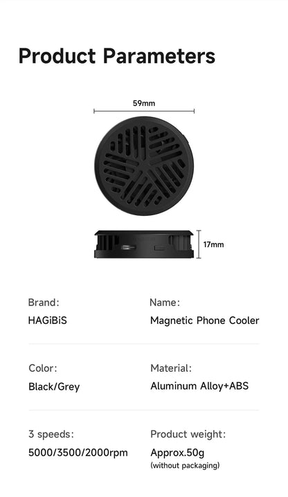 Hagibis Magnetic Cell Phone Cooler Universal Cooling Fan Mobile Phone Radiator for iPhone 17 Pro Black Shark Gaming Live Stream