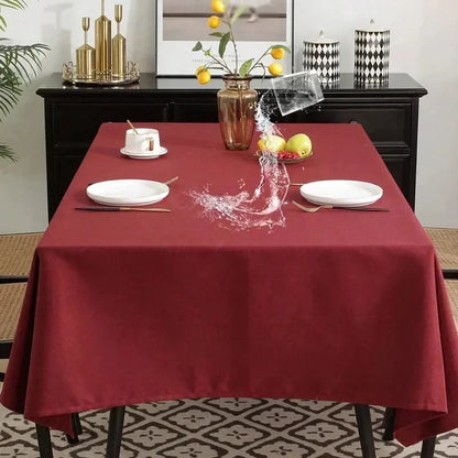 Waterproof Oilproof Kitchen Dining Tablecloth Solid Color Rectangle Tablecloth Cover Mat Oilcloth Antifouling Home Decoration