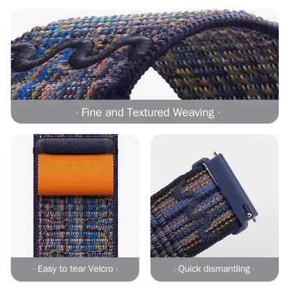 Smart Watch Strap for Amazfit Balance GT4/3/2 46mm Nylon Loop Bracelet for Samsung Galaxy Watch 4/6 Classic 5 Pro 45mm