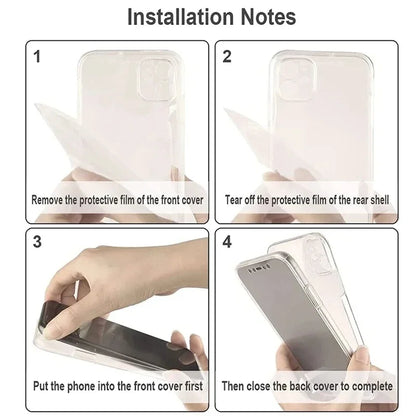 Clear 360 Full Wrap Phone Case for iPhone 17 16 15 14 Pro Max 13 12 11 SE2/SE3 Xr Xs 7 8 Plus Back Cover