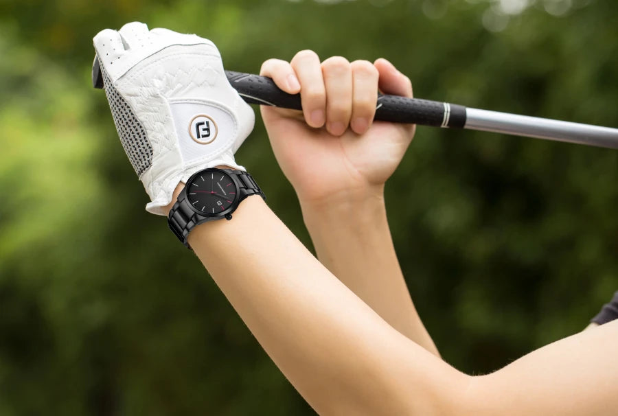 Hannah Martin Men's Stainless Steel Watch Fashion Business Style Black Minimalist Style 3Bar Waterproof Quartz Movement Watches