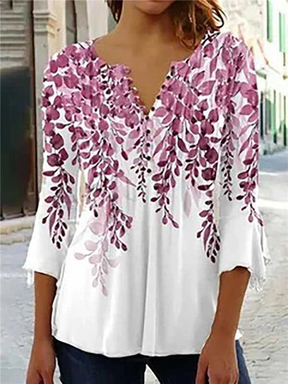 T-Shirt Loose Women'S Comfortable Clothing Shirt 3d Printed Trend Seven-Quarter Sleeve Top