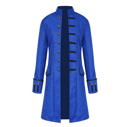 Men Steampunk Gothic Victorian Jacket Vintage Tailcoat Medieval Frock Coat Uniform Renaissance Halloween Pretend Play Costume