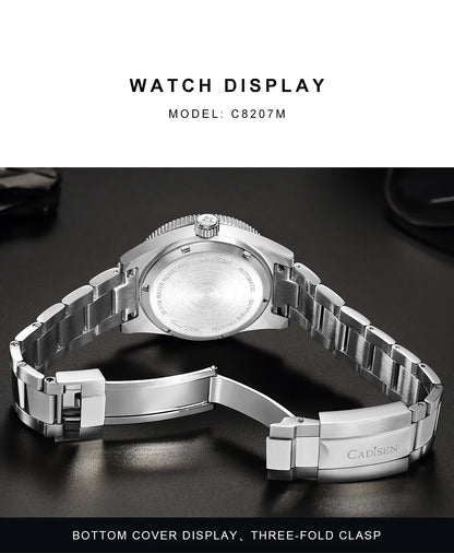 CADISEN New 38mm Diver Mens Watch Japan NH35A Automatic Mechanical Sapphire Glass Date Luminous 200M Waterproof Wrist watch Men