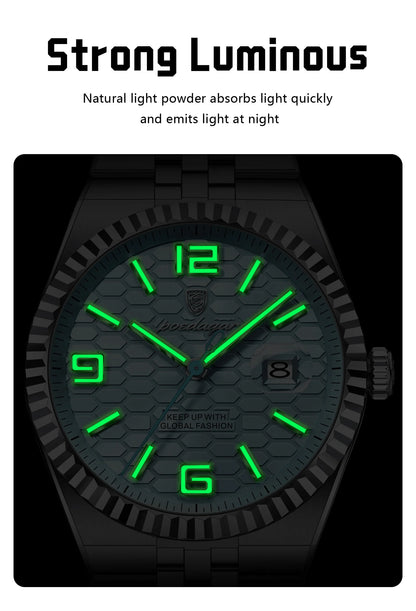 POEDAGAR High Quality Original Men Clock Waterproof Luminous Date Luxury Man Watch Stainless Steel Quartz Men's Watches Male+Box