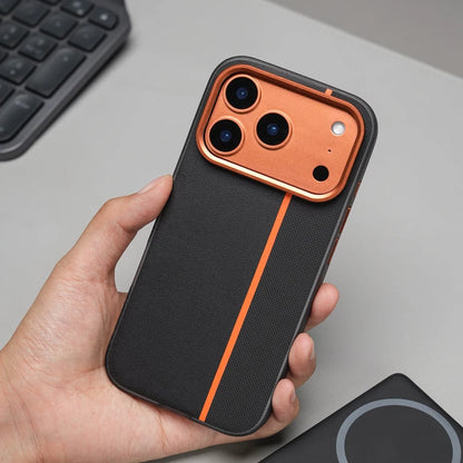 Hit Color PU Leather Texture MagSafe Shockproof Case For iPhone 17 17Pro Max 16 15 14 Alloy Lens Wireless Charging Frosted Cover