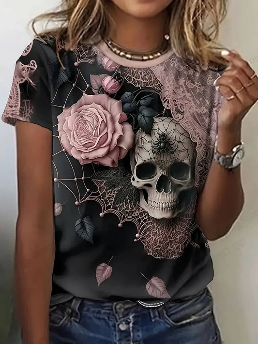T-shirt Halloween 3d Printed T shirt Women Fashion O-Neck Short Sleeve Oversized Tops Tees Female Clothing Pumpkin