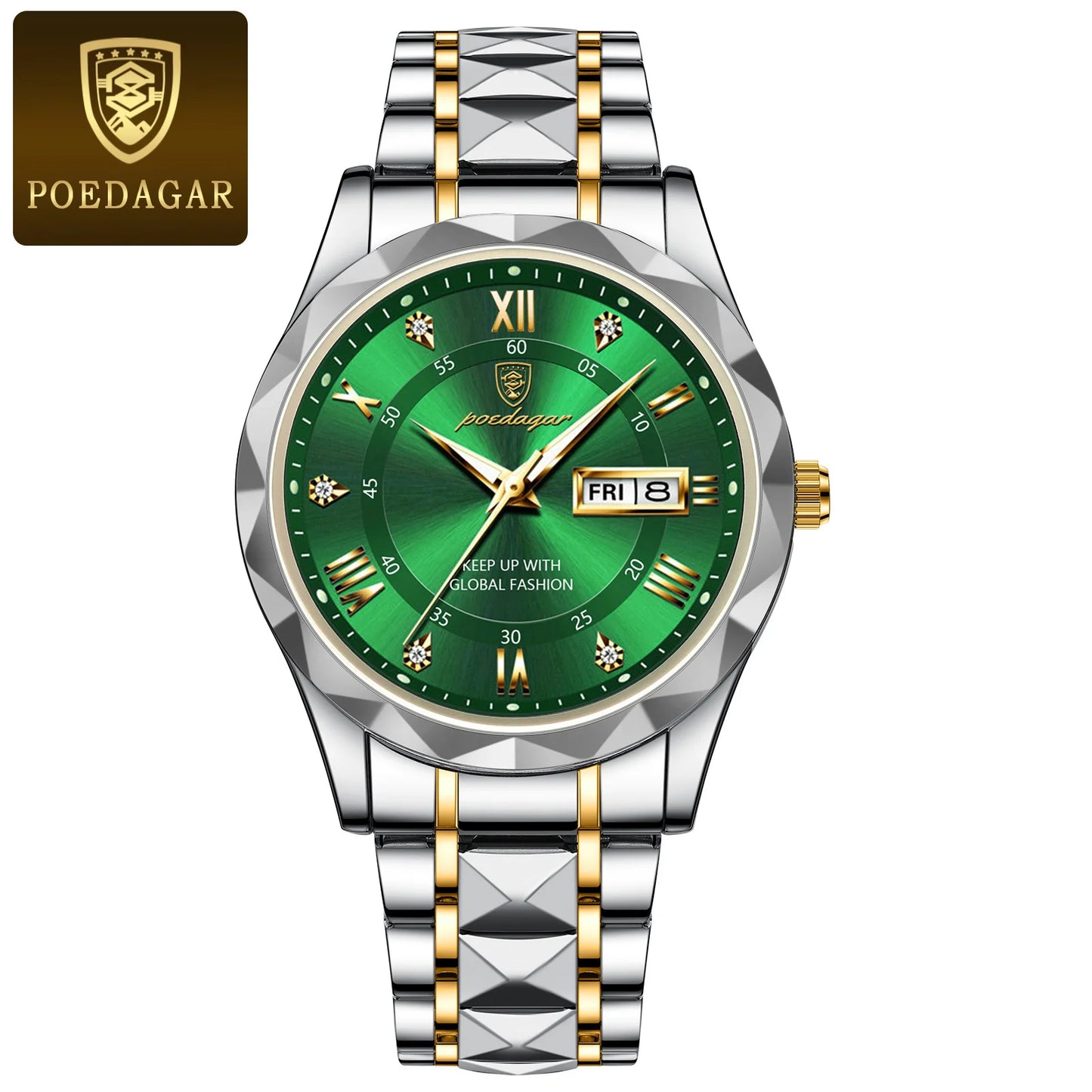 POEDAGAR Business Luxury Men's Watches Waterproof Stainless Steel Luminous Man Wristwatch Date Week Sport Men Quartz Watch Reloj