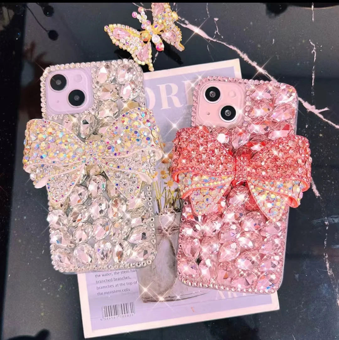 Diamond Case For iPhone 17 Air 16 Pro Max 16E 15 14 Pro Max 13 12 mini 11 Pro Max 8 7 Plus Xs XR SE Rhinestone Bow Phone Case