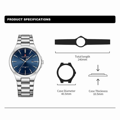 NAVIFORCE Original Design Fashion Men's Watches Stainless Steel Simple Calendar Male Waterproof Wristwatches Relogio Masculino