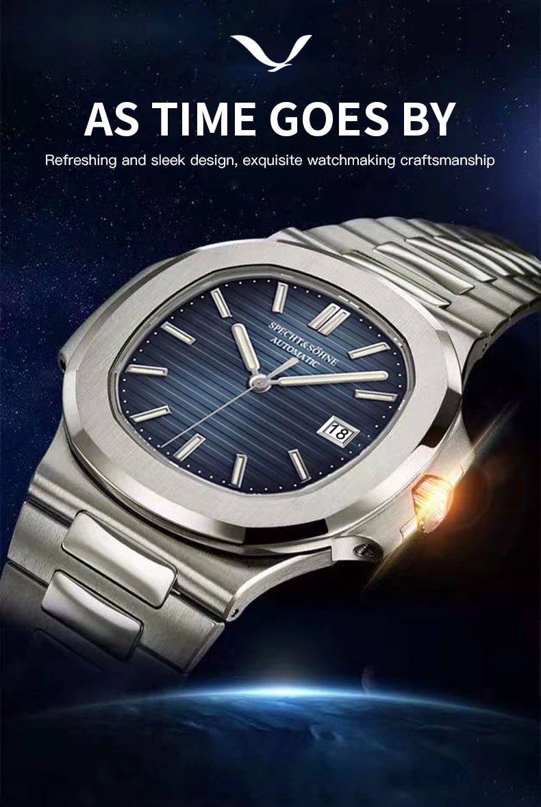 New Specht&Sohne Men's Watches Mechanical Watch Japan Miyota 8215 Movt Rose Gold Stainless Steel Classic 5711 Watch Waterproof