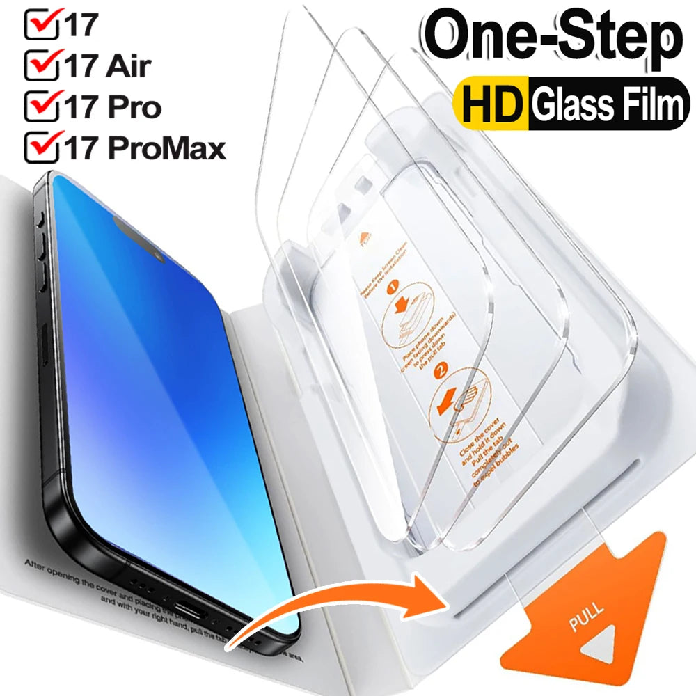 Screen Protectors Hard Tempered Glass Films with Dust-Free Box for IPhone 17/17 Pro/17 Air/17 ProMax Covers