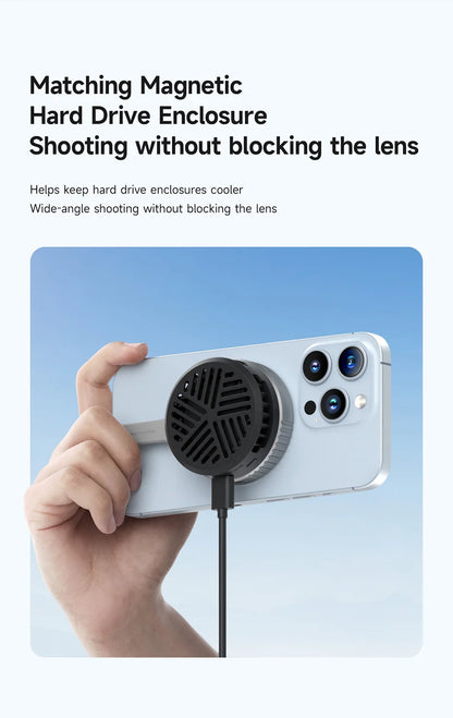 Hagibis Magnetic Cell Phone Cooler Universal Cooling Fan Mobile Phone Radiator for iPhone 17 Pro Black Shark Gaming Live Stream