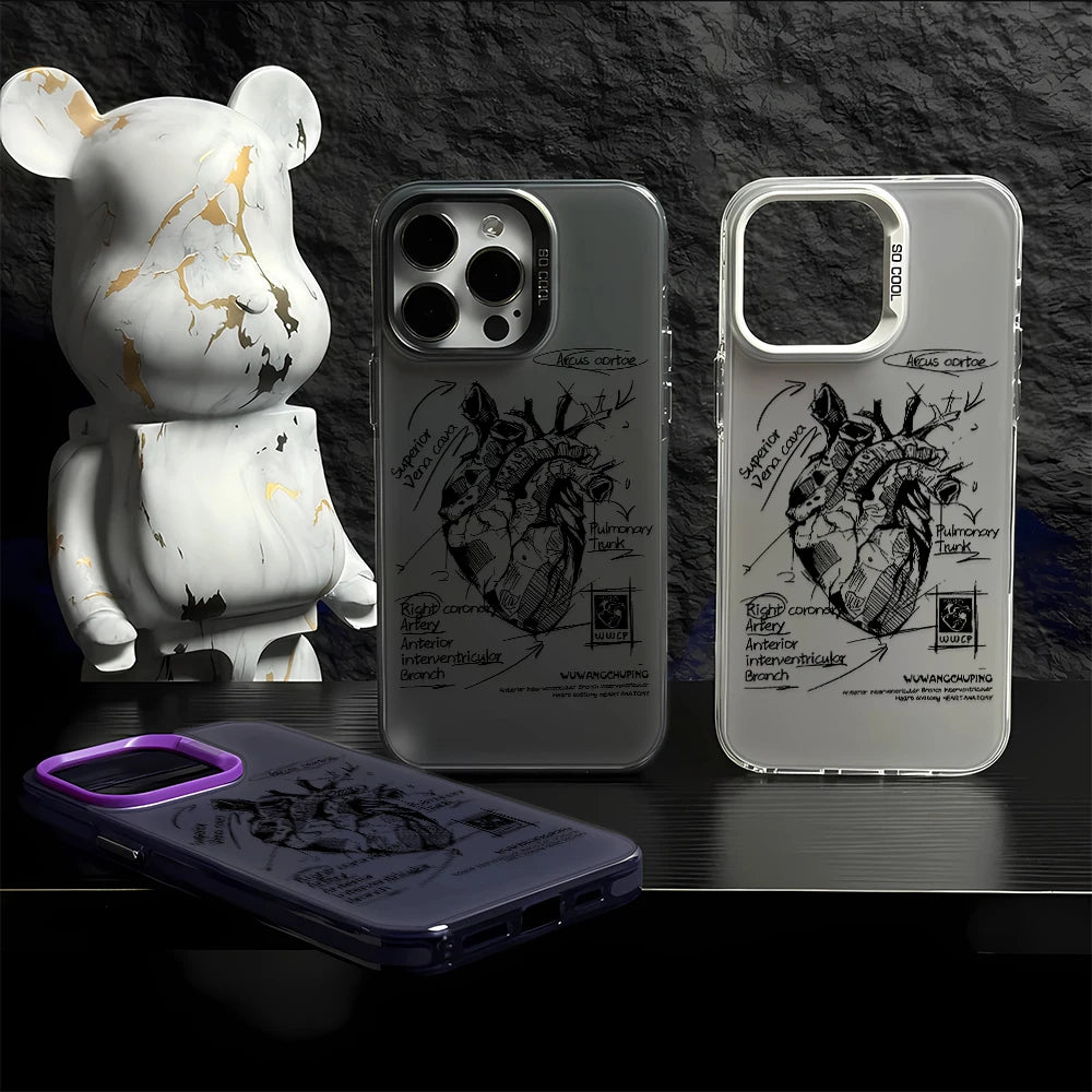 Creative Cardiovascular model Heart Medical Phone Case For iPhone 15 Pro Max 11 12 13 14 16 Pro XS XR 7 8 Plus Anti-drop Cover
