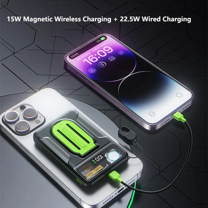 20000mAh Magsafe Power Bank with Cooling Fan Magnetic Wireless 22.5W Fast Charger For iPhone 16 Samsung Huawei Xiaomi Powerbank